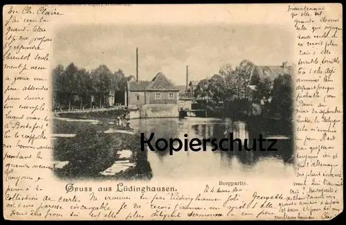 ALTE POSTKARTE GRUSS AUS LÜDINGHAUSEN BORGPARTIE 1900 Borgmühle cpa AK Ansichtskarte postcard