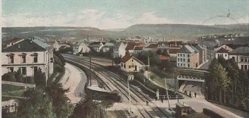 ALTE POSTKARTE PFORZHEIM ANSICHT VON NORDWEST BAHN Bahnstrecke railway track Ansichtskarte AK cpa postcard