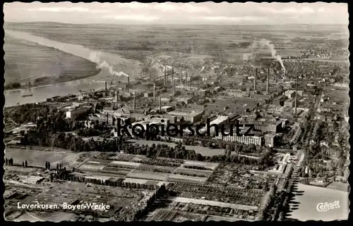 ÄLTERE POSTKARTE LEVERKUSEN BAYER-WERKE LUFTBILD FLIEGERAUFNAHME Panorama cpa postcard AK Ansichtskarte