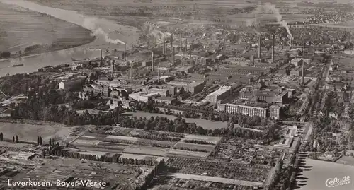 ÄLTERE POSTKARTE LEVERKUSEN BAYER-WERKE LUFTBILD FLIEGERAUFNAHME Panorama cpa postcard AK Ansichtskarte