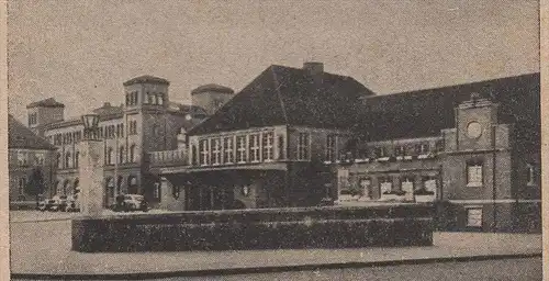 ALTE POSTKARTE GRUSS AUS RHEINE BLICK ZUR ALTSTADT BAHNHOF Kinder Mädchen station gare cpa postcard Ansichtskarte AK