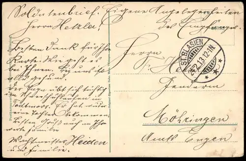 ALTE POSTKARTE ST. BLASIEN SCHWARZWALD BLICK VOM HOLZBERG PANORAMA SOLDATENBRIEF 1913 cpa postcard AK Ansichtskarte