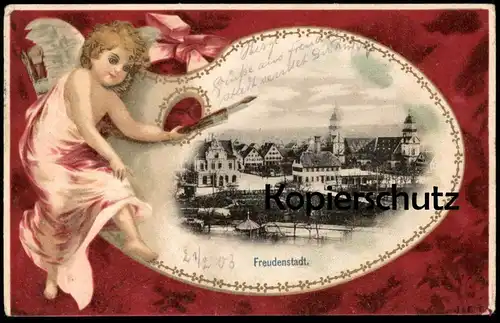 ALTE POSTKARTE FREUDENSTADT ENGEL AMOR cupido cupid angel ange Ansichtskarte postcard cpa AK
