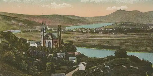 ALTE POSTKARTE REMAGEN AM RHEIN BLICK AUF APOLLINARISKIRCHE UND RHEINTAL Apollinaris Kirche Ansichtskarte cpa postcard