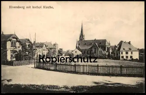 ALTE POSTKARTE SPIESEN-ELVERSBERG MIT KATHOLISCHER KIRCHE STEMPEL SAARLOUIS VERWENDET ... cpa Ak Ansichtskarte postcard
