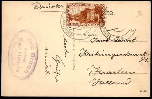 ALTE POSTKARTE SPIESEN-ELVERSBERG MIT KATHOLISCHER KIRCHE STEMPEL SAARLOUIS VERWENDET ... cpa Ak Ansichtskarte postcard