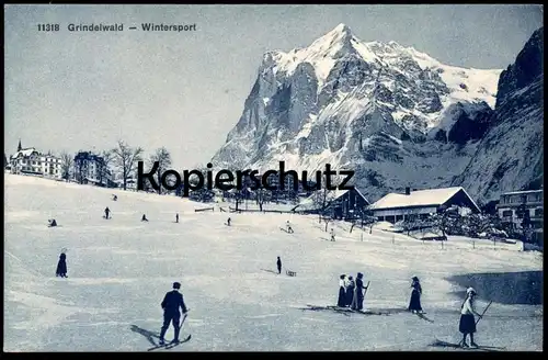 ALTE POSTKARTE GRINDELWALD WINTERSPORT SKI FAHREN SKIFAHREN faire du ski skiing postcard cpa Ansichtskarte AK