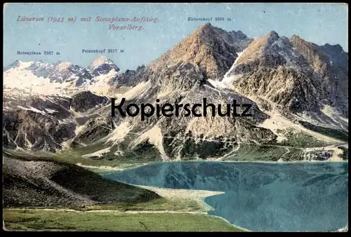 ALTE POSTKARTE LÜNERSEE MIT SCESAPLANA FELSENKOPF ZIRMENKOPF Schesaplana Vandans Alpen alps cpa postcard Ansichtskarte