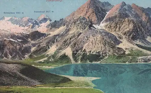 ALTE POSTKARTE LÜNERSEE MIT SCESAPLANA FELSENKOPF ZIRMENKOPF Schesaplana Vandans Alpen alps cpa postcard Ansichtskarte