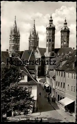 ÄLTERE POSTKARTE NAUMBURG SAALE BLICK ZUM DOM DROGERIE RICHTER RECHTECKSTEMPEL HEILIGENKREUZ cpa postcard Ansichtskarte