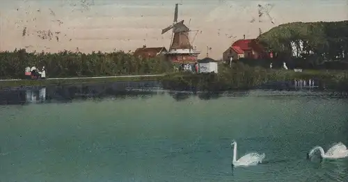 ALTE POSTKARTE NORDERNEY PARTIE AN DER NAPOLEONSCHANZE Windmühle windmill moulin à vent Ansichtskarte AK cpa postcard