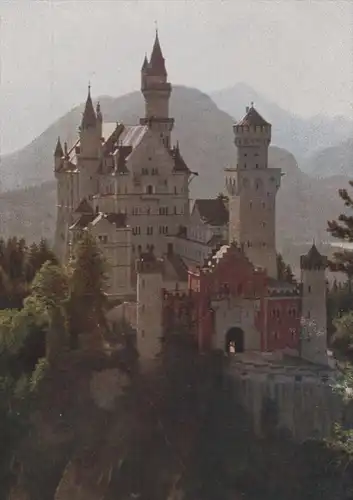 ALTE POSTKARTE KGL. SCHLOSS NEUSCHWANSTEIN FARBEN PHOTOS LUMIÈRE HILDENBRAND König Ludwig II. Ansichtskarte AK postcard