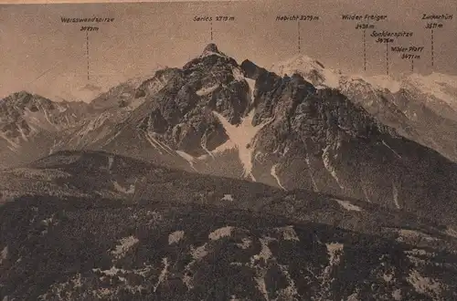 ALTE POSTKARTE AUSBLICK VOM PATSCHERKOFEL-GIPFEL GEGEN SERLES HABICHT UND STUBAIER GLETSCHER Ansichtskarte postcard cpa