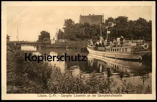 ALTE POSTKARTE LÖTZEN OSTPREUSSEN DAMPFER LÖWENTIN AN DER DAMPFERHALTESTELLE Gizycko Masuren Schiff ship AK cpa postcard