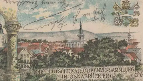 ALTE LITHO POSTKARTE 48. DEUTSCHE KATHOLIKENVERSAMMLUNG IN OSNABRÜCK 1901 25.-29. AUGUST Ansichtskarte AK cpa postcard