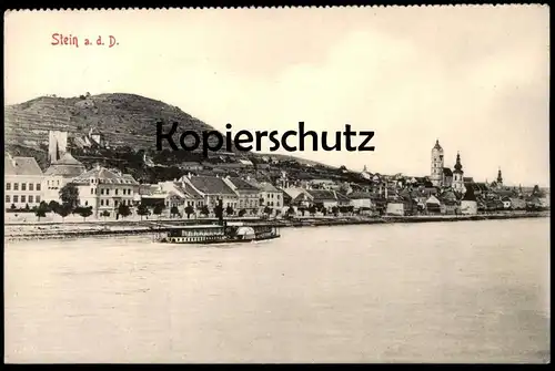 ALTE POSTKARTE STEIN AN DER DONAU RADDAMPFER PANORAMA Schiff Dampfer ship Krems AK Ansichtskarte postcard cpa