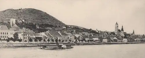 ALTE POSTKARTE STEIN AN DER DONAU RADDAMPFER PANORAMA Schiff Dampfer ship Krems AK Ansichtskarte postcard cpa