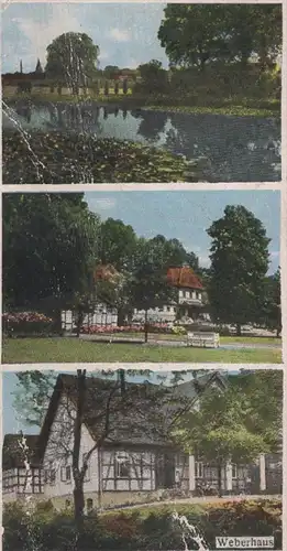 ALTE POSTKARTE SOLBAD MELLE 1942 RATHAUS WEBERHAUS RATHAUS BAD SCHWIMMBAD PANORAMA AK Ansichtskarte cpa postcard