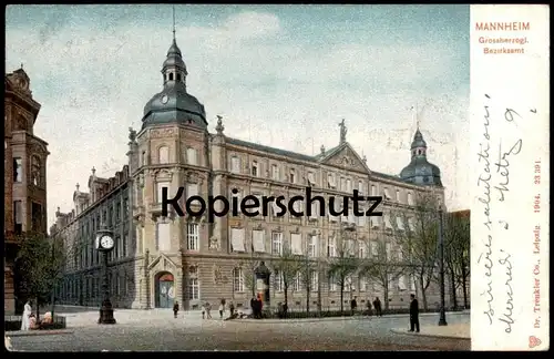 ALTE POSTKARTE MANNHEIM GROSSHERZOGLICHES BEZIRKSAMT Uhr Standuhr clock horloge AK Ansichtskarte postcard cpa