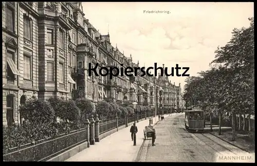 ALTE POSTKARTE MANNHEIM FRIEDRICHSRING KARREN STRASSENBAHN TRAM tramway AK Ansichtskarte postcard cpa