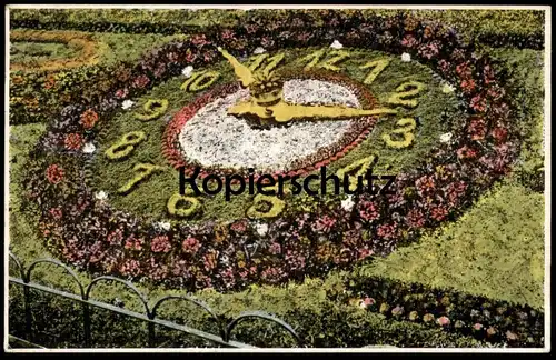 ALTE POSTKARTE MANNHEIM BLUMENUHR IM FRIEDRICHSPARK Park 1933 Uhr watch horloge clock AK Ansichtskarte postcard cpa