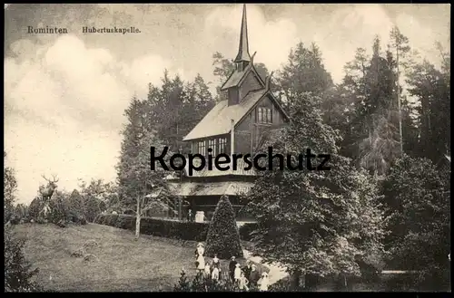 ALTE POSTKARTE ROMINTEN HUBERTUSKAPELLE FAMILIE PERSONEN Kapelle Kirche bei Königsberg Kaliningrad AK cpa postcard
