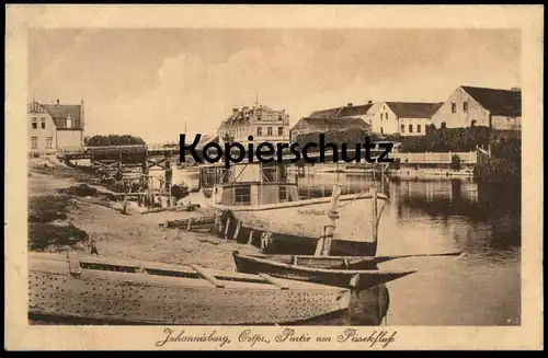 ALTE POSTKARTE JOHANNISBURG OSTPREUSSEN PARTIE AM PISSEKFLUSS BOOT DEUTSCHLAND PISZ cpa postcard AK Ansichtskarte