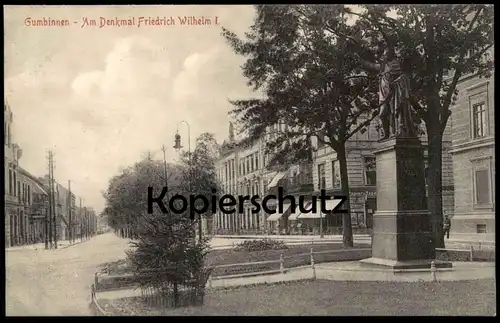 ALTE POSTKARTE GUMBINNEN AM DENKMAL FRIEDRICH WILHELM I. GUSSEW GOESEV RUSSIA Russland cpa postcard AK Ansichtskarte