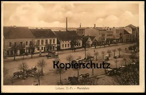 ALTE POSTKARTE LÖTZEN OSTPREUSSEN MARKTPLATZ MARKT FUHRWERKE Gizycko cpa postcard AK Ansichtskarte
