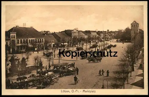 ALTE POSTKARTE LÖTZEN OSTPREUSSEN MARKTPLATZ MARKT FUHRWERKE Gizycko cpa postcard AK Ansichtskarte