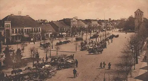 ALTE POSTKARTE LÖTZEN OSTPREUSSEN MARKTPLATZ MARKT FUHRWERKE Gizycko cpa postcard AK Ansichtskarte