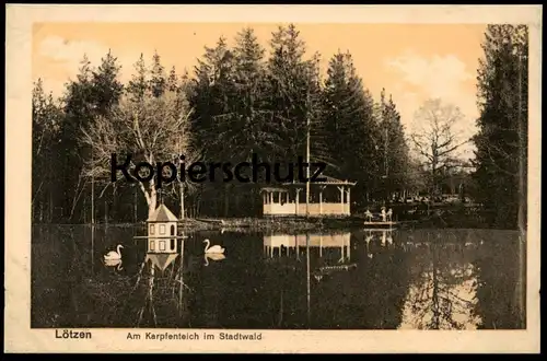 ALTE POSTKARTE LÖTZEN AM KARPFENTEICH IM STADTWALD OSTPREUSSEN Gizycko Polen Polska Poland cpa postcard AK Ansichtskarte