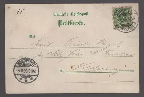 ALTE LITHO POSTKARTE GRUSS AUS DER KAISER FRIEDRICH HALLE NÄHE DER LAMBERTIKIRCHE ALTERFISCHMARKT MÜNSTER I.W. Billard