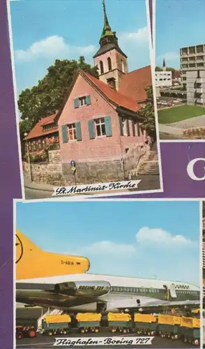 ÄLTERE POSTKARTE VIELE GRÜSSE AUS GREVEN IN WESTFALEN HANSAVIERTEL FLUGHAFEN BOEING 727 CONDOR postcard Ansichtskarte AK