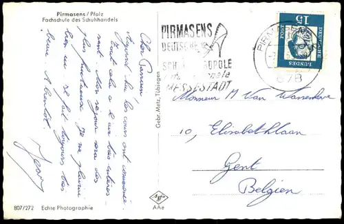 ALTE POSTKARTE PIRMASENS PFALZ FACHSCHULE DES SCHUHHANDELS SCHULE SCHUHE shoes school postcard Ansichtskarte cpa AK