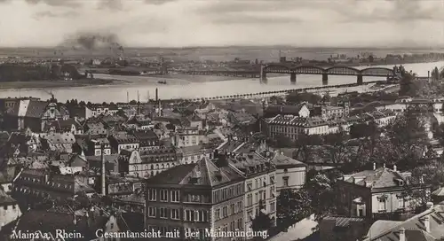 ALTE POSTKARTE MAINZ AM RHEIN GESAMTANSICHT MIT DER MAINMÜNDUNG MAIN cpa AK Ansichtskarte postcard