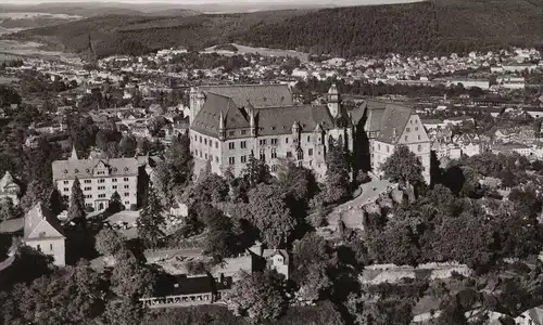 ÄLTERE POSTKARTE UNIVERSITÄTSSTADT MARBURG AN DER LAHN SCHLOSS LUFTBILD castle chateau cpa postcard AK Ansichtskarte