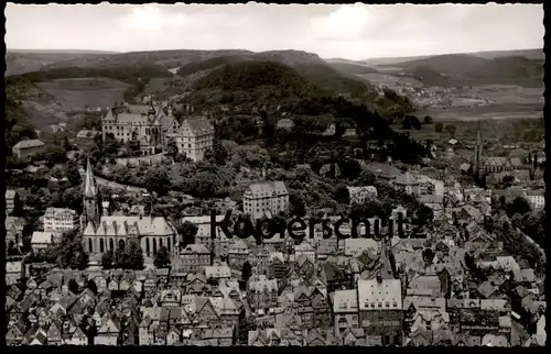 ÄLTERE POSTKARTE UNIVERSITÄTSSTADT MARBURG AN DER LAHN PANORAMA SCHLOSS KIRCHE cpa postcard AK Ansichtskarte