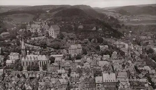 ÄLTERE POSTKARTE UNIVERSITÄTSSTADT MARBURG AN DER LAHN PANORAMA SCHLOSS KIRCHE cpa postcard AK Ansichtskarte