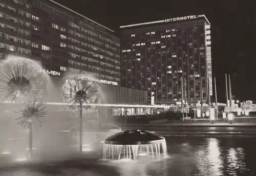 ALTE POSTKARTE DRESDEN PRAGER STRASSE MIT INTERHOTEL NEWA Wasserspiele Brunnen fontaine fountain Ansichtskarte postcard