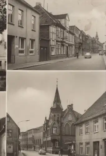 ÄLTERE POSTKARTE GOLDBERG MECKLENBURG STRASSE DES FRIEDENS KARL-MARX-STRASSE SCHRÖDER MATERIALWAREN AK postcard cpa