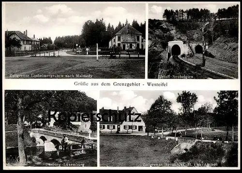 ALTE POSTKARTE GRÜSSE AUS DEM GRENZGEBIET WESTEIFEL DASBURG BLEIALF LOSHEIMERGRABEN ST. VITH Ansichtskarte postcard cpa