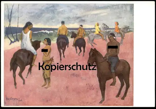ÄLTERE POSTKARTE PAUL GAUGUIN CAVALIERS SUR LA PLAGE HORSEMEN ON THE BEACH REITER painting painter horse postcard cpa AK
