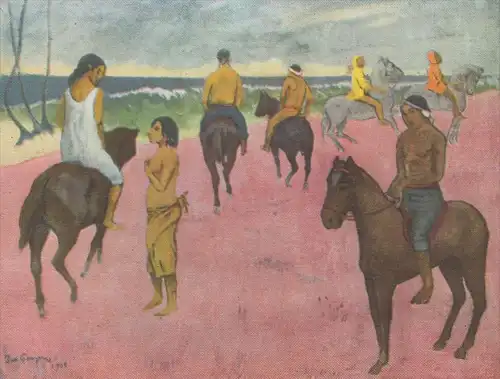 ÄLTERE POSTKARTE PAUL GAUGUIN CAVALIERS SUR LA PLAGE HORSEMEN ON THE BEACH REITER painting painter horse postcard cpa AK