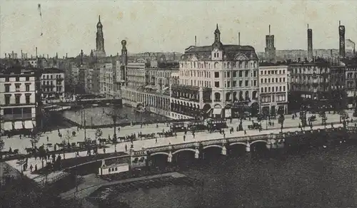 ALTE POSTKARTE HAMBURG REESENDAMMBRÜCKE JUNGFERNSTIEG ALSTER-ARKADEN 1906 Ansichtskarte postcard AK cpa