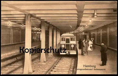ALTE POSTKARTE HAMBURG UNTERGRUNDBAHNHOF RATHAUSMARKT U-BAHN Bahn subway tramway tram Ansichtskarte postcard AK cpa