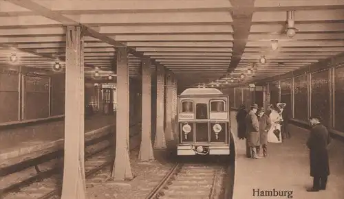 ALTE POSTKARTE HAMBURG UNTERGRUNDBAHNHOF RATHAUSMARKT U-BAHN Bahn subway tramway tram Ansichtskarte postcard AK cpa