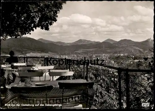 ÄLTERE POSTKARTE BLICK VON DER GODESBURG AUF DAS SIEBENGEBIRGE BURGRESTAURANT BAD GODESBERG Ansichtskarte cpa postcard