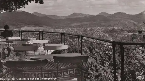 ÄLTERE POSTKARTE BLICK VON DER GODESBURG AUF DAS SIEBENGEBIRGE BURGRESTAURANT BAD GODESBERG Ansichtskarte cpa postcard