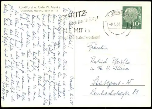 ALTE POSTKARTE KONDITOREI UND CAFÉ W. MENKE OSNABRÜCK NEUER GRABEN 11-13 cpa AK Ansichtskarte postcard